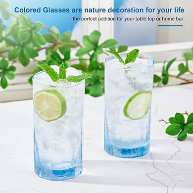 Blue Geometric Shape Drinking Glass Set