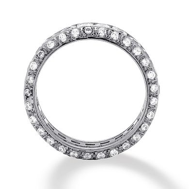 PalmBeach Jewelry 4.17 TCW Princess-Cut CZ Eternity Ring in Platinum-plated Sterling Silver