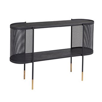 Hello Honey Metal Console Table with Shelf for TV, Black