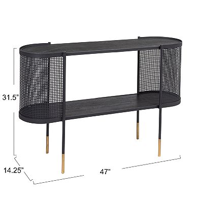 Hello Honey Metal Console Table with Shelf for TV, Black