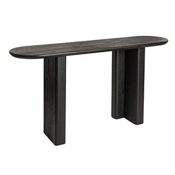 Hello Honey Asymmetrical Firwood and Sycamore Wood Console Table, Black
