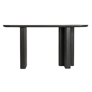 Hello Honey Asymmetrical Firwood and Sycamore Wood Console Table, Black