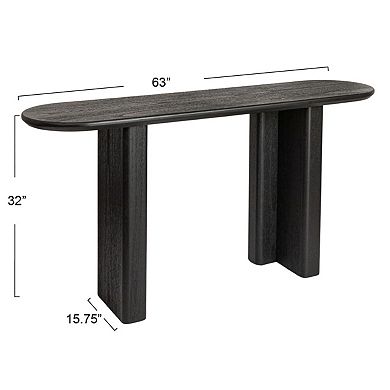 Hello Honey Asymmetrical Firwood and Sycamore Wood Console Table, Black