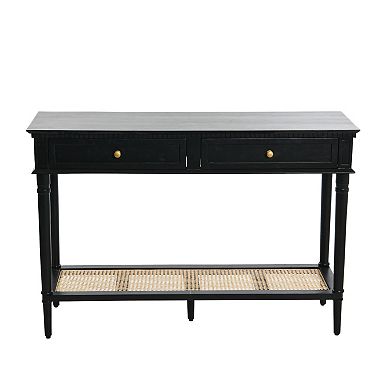 Hello Honey Maxwelton Console Table with 2 Drawers, Black and Natural