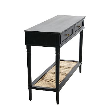 Hello Honey Maxwelton Console Table with 2 Drawers, Black and Natural