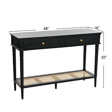 Hello Honey Maxwelton Console Table with 2 Drawers, Black and Natural