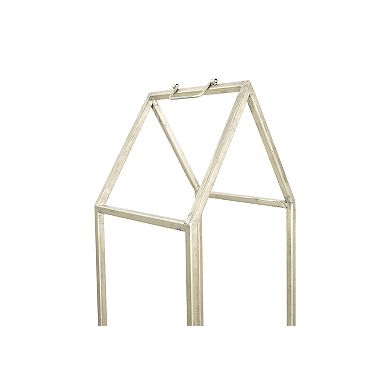 Hello Honey Metal House Shaped Fire Wood Holder with Handle, Nickel