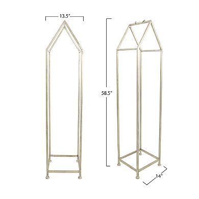Hello Honey Metal House Shaped Fire Wood Holder with Handle, Nickel