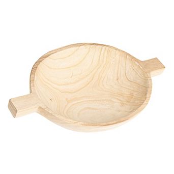 Hello Honey Round Paulownia Wood Decorative Tray, Natural