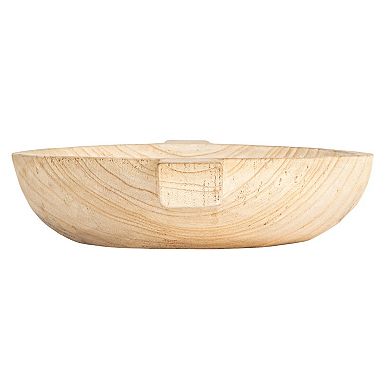 Hello Honey Round Paulownia Wood Decorative Tray, Natural