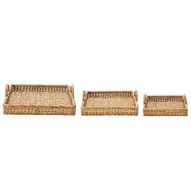 Hello Honey Decorative Water Hyacinth Tray, Set of 3