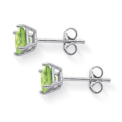 PalmBeach Jewelry Sterling Silver Princess Cut Simulated Birthstone Stud Earrings