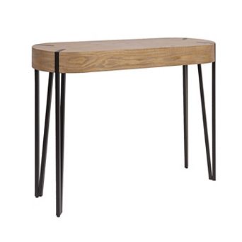 Hello Honey Astoria Wood Console Table with Metal Hairpin Legs, Natural and Black