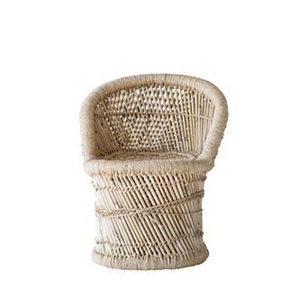 Hello Honey Handwoven Bamboo and Rope Chair for Kids, Tan