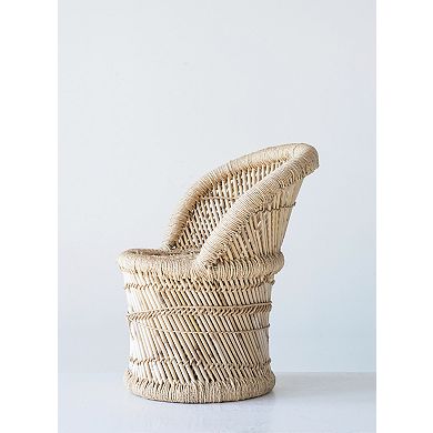 Hello Honey Handwoven Bamboo and Rope Chair for Kids, Tan