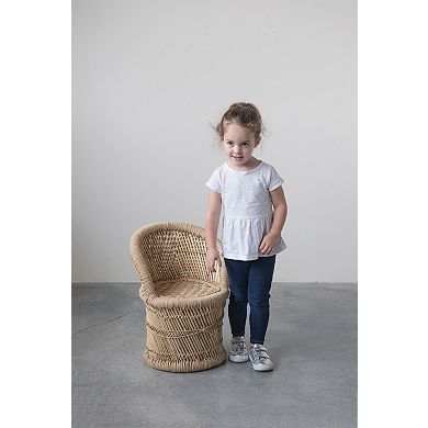 Hello Honey Handwoven Bamboo and Rope Chair for Kids, Tan