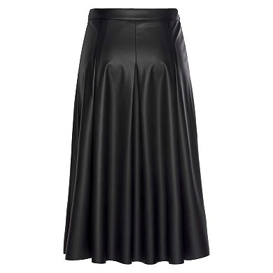 Lascana Women's Faux Leather Midi Skirt