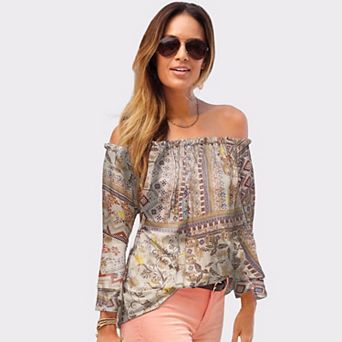 Lascana Women's Flowy Off The Shoulder Top