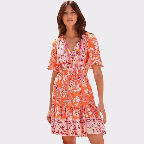 Женские платья Lascana Women's Tiered Short Sleeve Dress