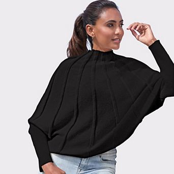 Lascana Women's Mock Neck Ribbed Sweater