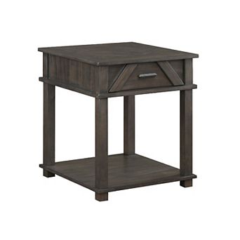 Leky Side End Table, 24 Inch, 1 Drawer with Lower Open Shelf, Brown