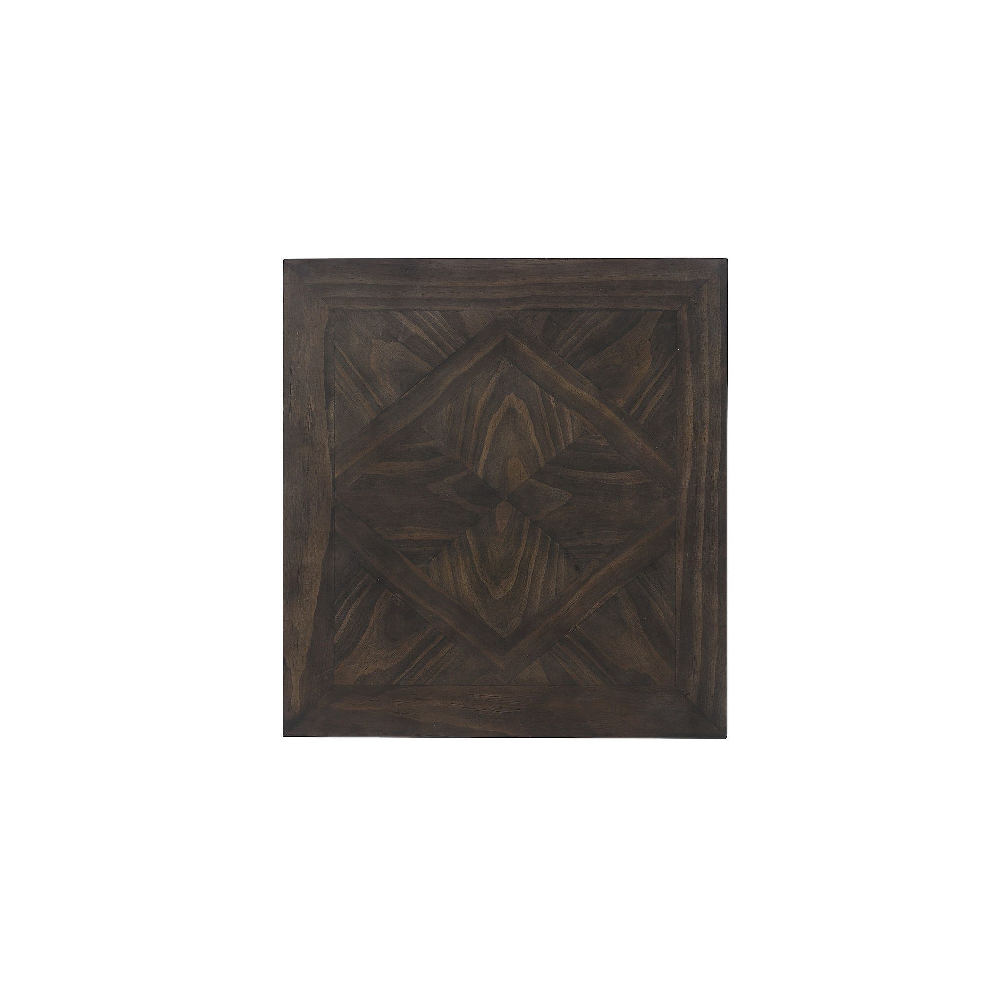 Close-up of brown drawer front panel with decorative wood pattern