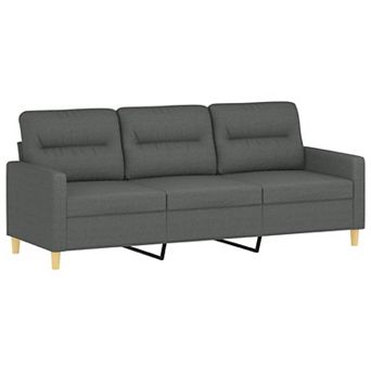 Modern 3-Seater Sofa in Dark Gray Polyester, 78 Inch Minimalist Look