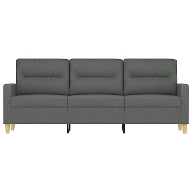 Modern 3-Seater Sofa in Dark Gray Polyester, 78 Inch Minimalist Look