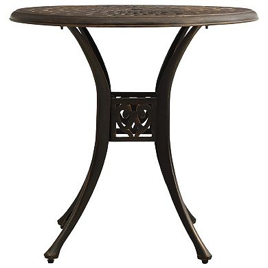 Outdoor Table, 31 Inch Round Top and Curved Legs, Bronze Aluminum