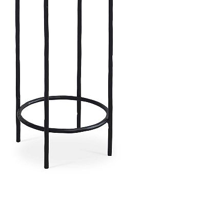 Hex Accent Table, Round Recycled Glass Top, Iron Frame