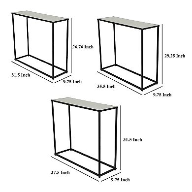 Kellie Nesting Plant Stand Table Set of 3, Black Metal, Glass Tops