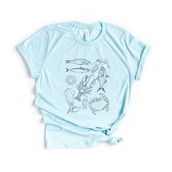 Nautical Creatures Sketched - Women's Short Sleeve Graphic T-Shirt
