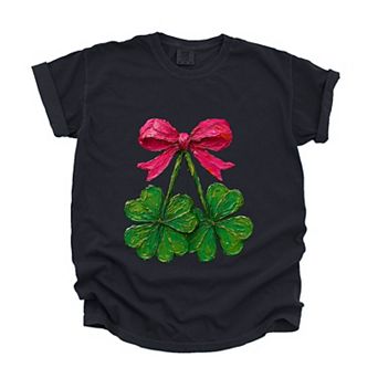 Clover Cherries Paint - Women's Garment Dyed Graphic T-Shirt