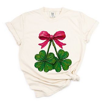 Clover Cherries Paint - Women's Garment Dyed Graphic T-Shirt