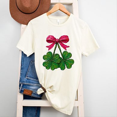 Clover Cherries Paint - Women's Short Sleeve Graphic T-Shirt