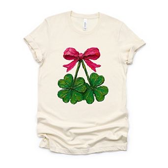 Clover Cherries Paint - Women's Short Sleeve Graphic T-Shirt