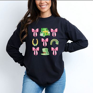 Leprechaun Chart Coquette - Women's Garment Dyed Long Sleeve Graphic T-Shirt
