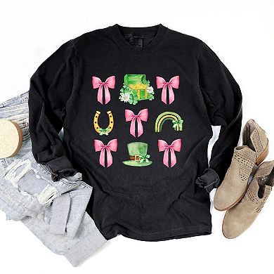 Leprechaun Chart Coquette - Women's Garment Dyed Long Sleeve Graphic T-Shirt