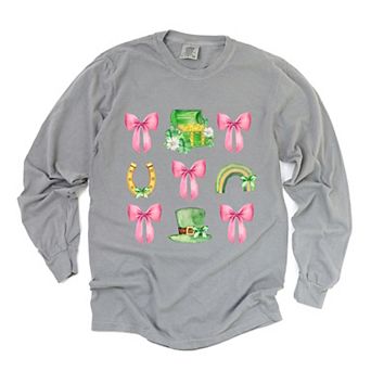 Leprechaun Chart Coquette - Women's Garment Dyed Long Sleeve Graphic T-Shirt