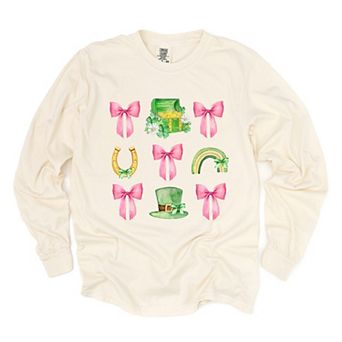 Leprechaun Chart Coquette - Women's Garment Dyed Long Sleeve Graphic T-Shirt