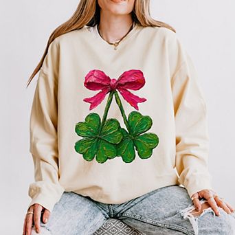 Clover Cherries Paint - Women's Lightweight Garment Dyed Sweatshirt