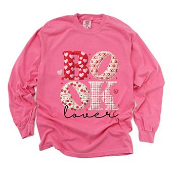 Book Lover Patchwork Print - Women's Garment Dyed Long Sleeve Graphic T-Shirt