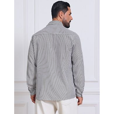 Men's Seersucker Dress Shirts Long Sleeve Button Down Textured Striped Shirts