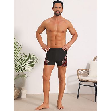 Printed Swimming Shorts for Men's Stretch Waist Summer Surfing Board Shorts