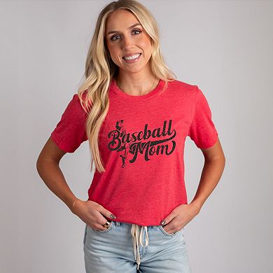 Baseball Mom Cursive Retro - Women's Short Sleeve Graphic T-Shirt