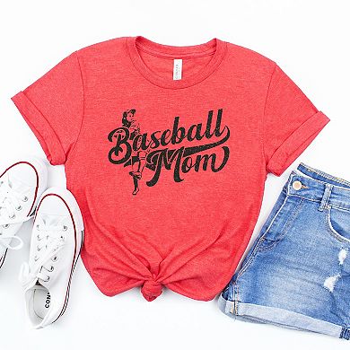 Baseball Mom Cursive Retro - Women's Short Sleeve Graphic T-Shirt