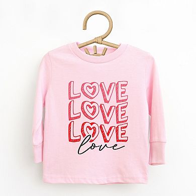 Love Stacked Sketched - Toddler Long Sleeve Graphic Tee