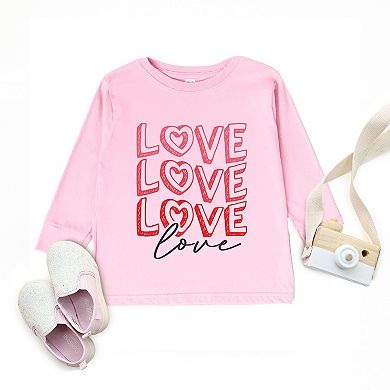 Love Stacked Sketched - Toddler Long Sleeve Graphic Tee