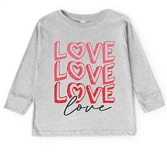 Love Stacked Sketched - Toddler Long Sleeve Graphic Tee