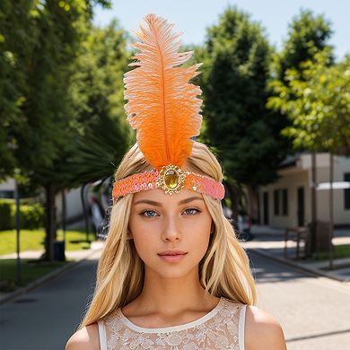 Feather Faux Diamond Sequins Headband for Women 1 Pc